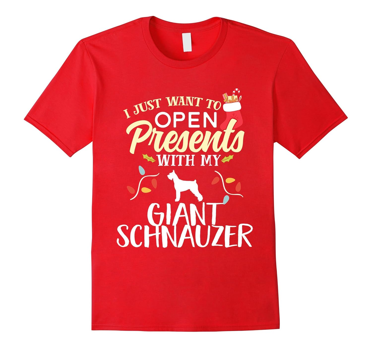 Open Presents With My Giant Schnauzer Christmas Dog T-Shirt-ANZ