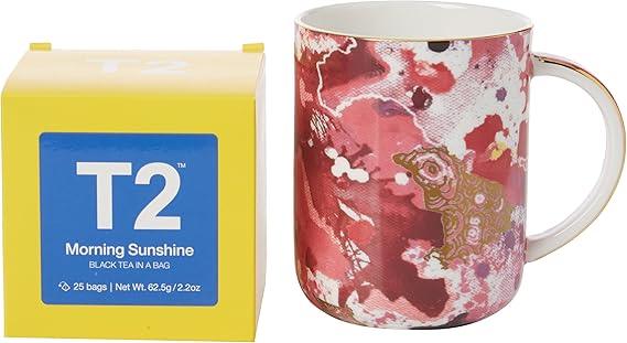 T2 Tea Rise And Sunshine Black Tea Gift Set, Fine Bone China Mug And 25 T2 Morning Sunshine ...