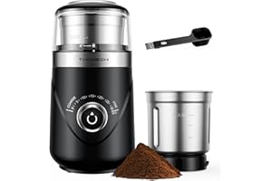 TWOMEOW Coffee Grinder, Adjustable Electric Grinder with Timing Knob, Coffee Bean and Spice Grinder with Removable Stainless Steel Bowl, Automatic for French Press and Espresso