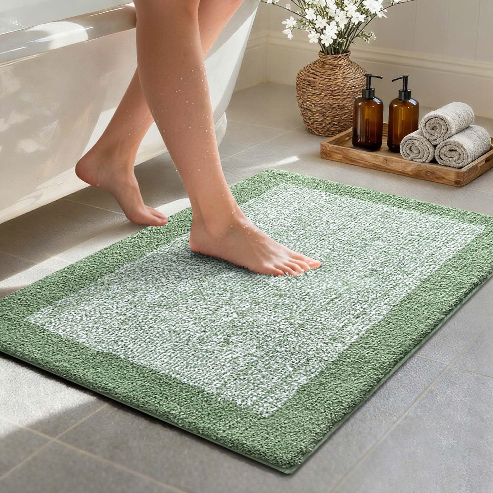 simpWalnut 36x24 Large Bathroom Rugs Washable Non Slip, Green Bath Mat for Bathroom Floor Tub, Soft Absorbent Quick Dry Mats for Shower, Bathtub,Home Decor