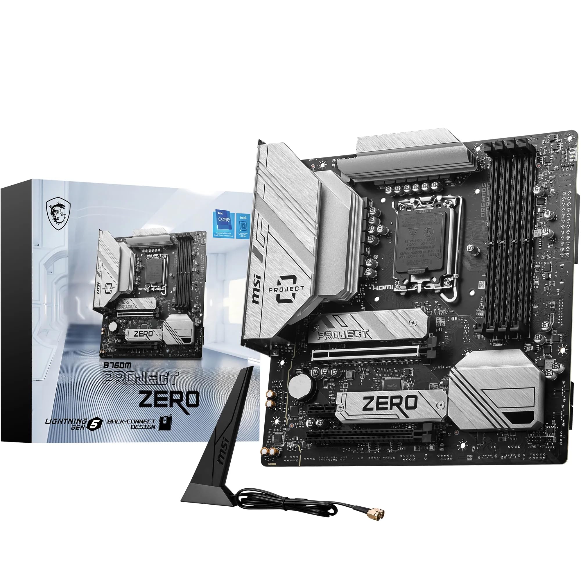 Msi B760M Project Zero, Back-Connect Micro-Atx - Supports Intel 12Th &Amp; 13Th Gen Core Processors, Lga 1700 - 75A Drmos Vrm, Ddr5 Memory Boost 7800+Mhz/Oc, Pcie 5.0 X16, 2 X M.2 Gen4, Intel Wi-Fi 6E
