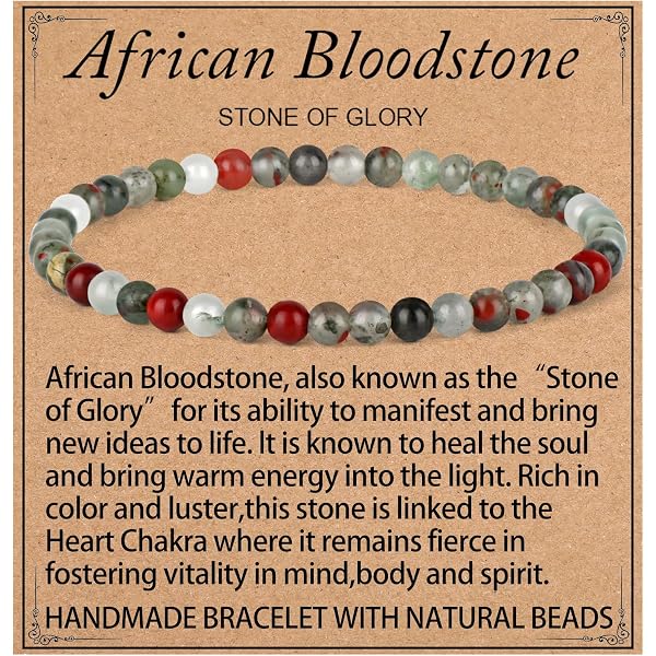 Pulsera Bloodstone, Pulsera De Cuentas, Pulsera De Piedras