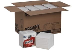 Brawny Professional 1/4-Fold A400 Disposable Cleaning Towel by GP PRO (Georgia-Pacific), White, 29215, 50 Towels Per Pack, 16 Packs Per Case (800 Total)