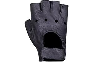 WEEKND WARRIORS Genuine Fingerless Leather Gloves Motorcycle Driving Cycling Half Finger Men Women Teen Unlined Gloves