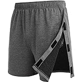 Deyeek Unisex Tear Away Shorts Snap On Athletic Cotton Shorts Post Knee Surgery Recovery Hip Replacement Pants with Pockets