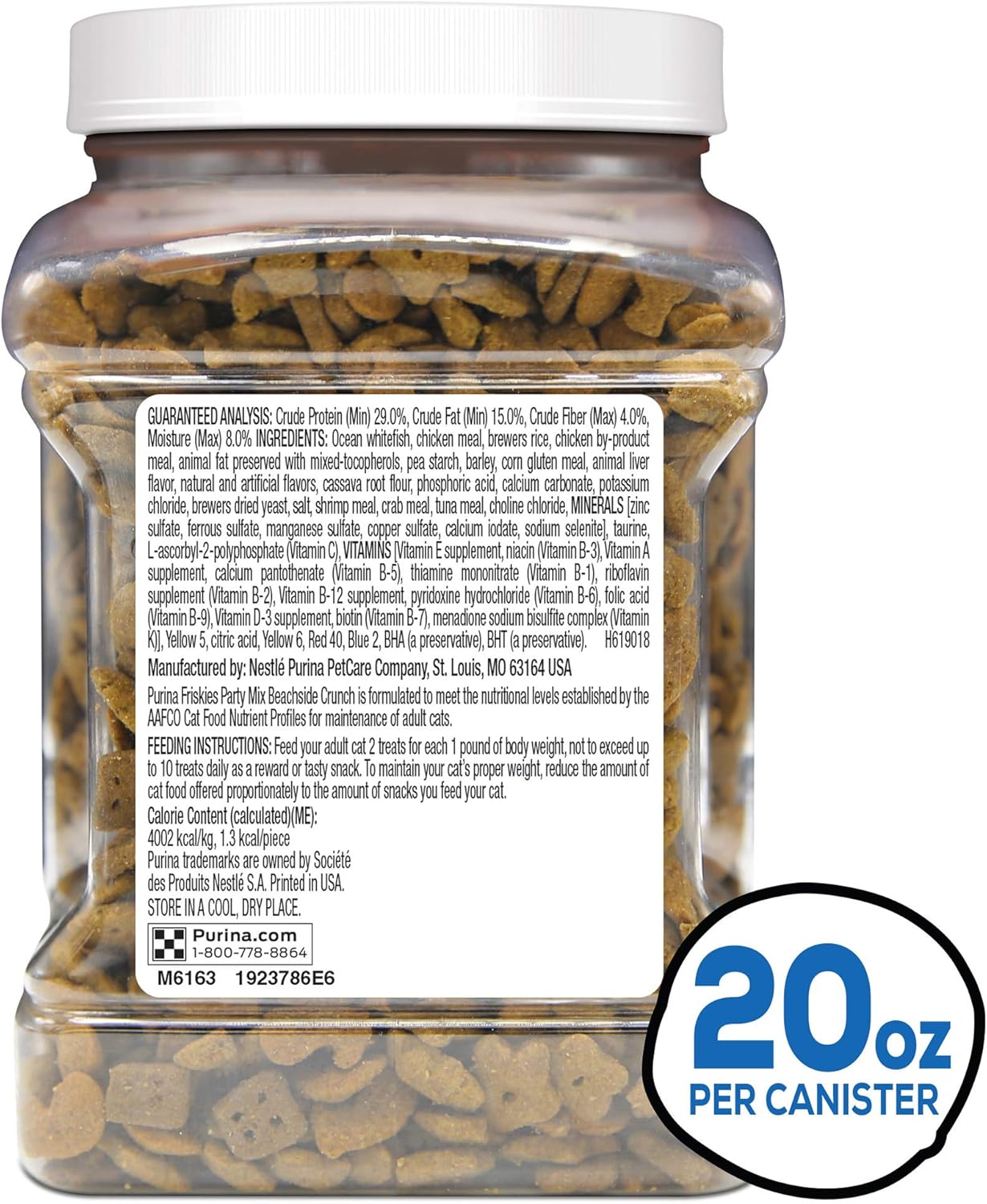 Purina Friskies Made in USA Facilities Cat Treats, Party Mix Beachside Crunch - 20 oz. Canister : Pet Supplies
