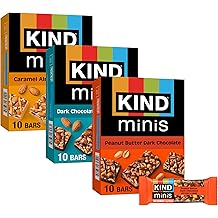 KIND Bar Minis, Variety Pack, Dark Chocolate Nuts and Sea Salt, Peanut Butter, Caramel Almond, Healthy Snacks, 3g Protein, Gl