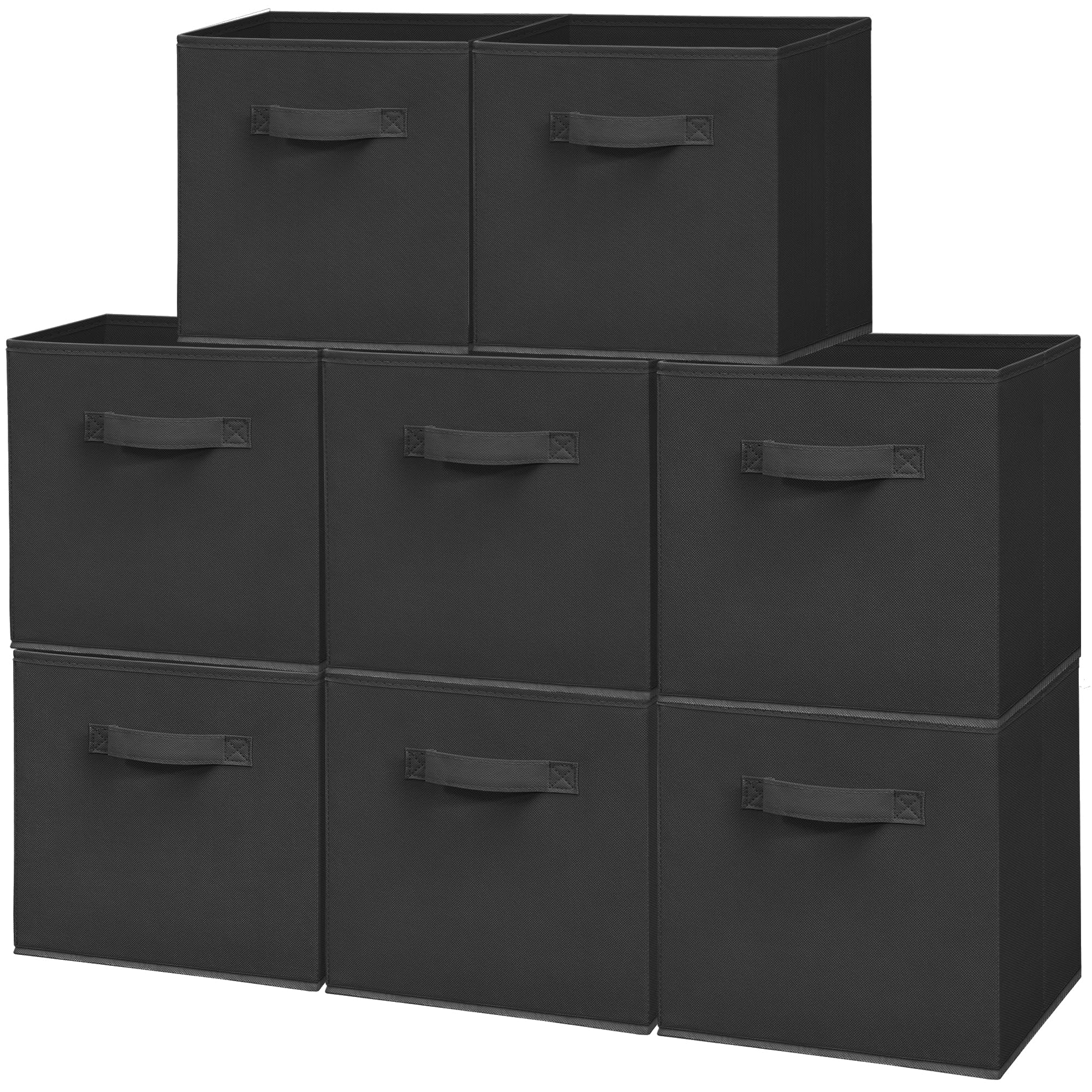 Photo 1 of Easi Storage Cubes, 11 Inch Fabric Storage Bins, Set of 8, Foldable Collapsible Cube Organizer with Handles, Closet Shelves Office Nursery Storage, Cubby Storage Bins for Toys Clothes Books, Black