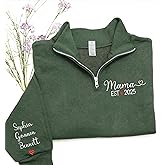 Grandma Custom Quarter Zip Sweatshirt, Mama Sweatshirt, Custom Mom Gifts, Christmas 2025 Present for Women