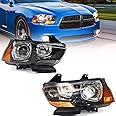FIONE Xenon/HID Headlights Compatible with Dodge Charger Headlights Assembly 2011 2012 2013 2014 Headlamps with LED DRL Pair Left Driver & Right Passenger Side (LH&RH)