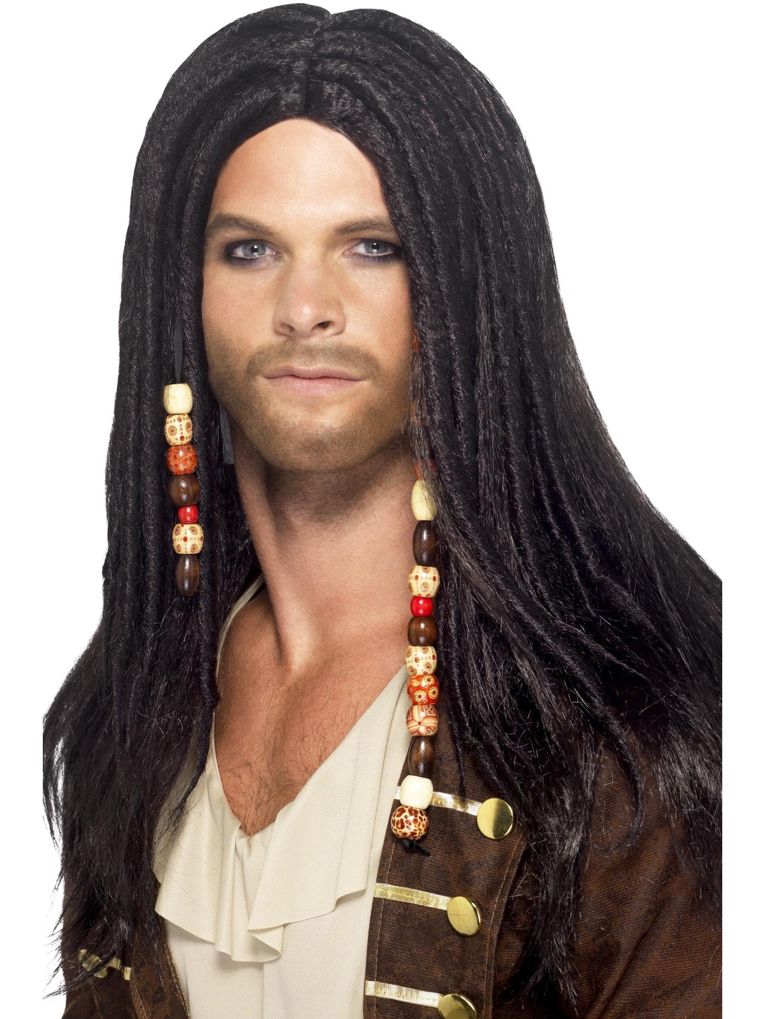Smiffy's Pirate Wig with Beads - Black