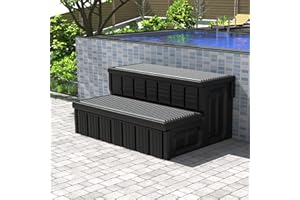MARKETTY Hot Tub Steps, Outdoor Spa Steps with Storage, Non-Slip & Sturdy Hot Tub Stairs, 36 Inches Long, Black