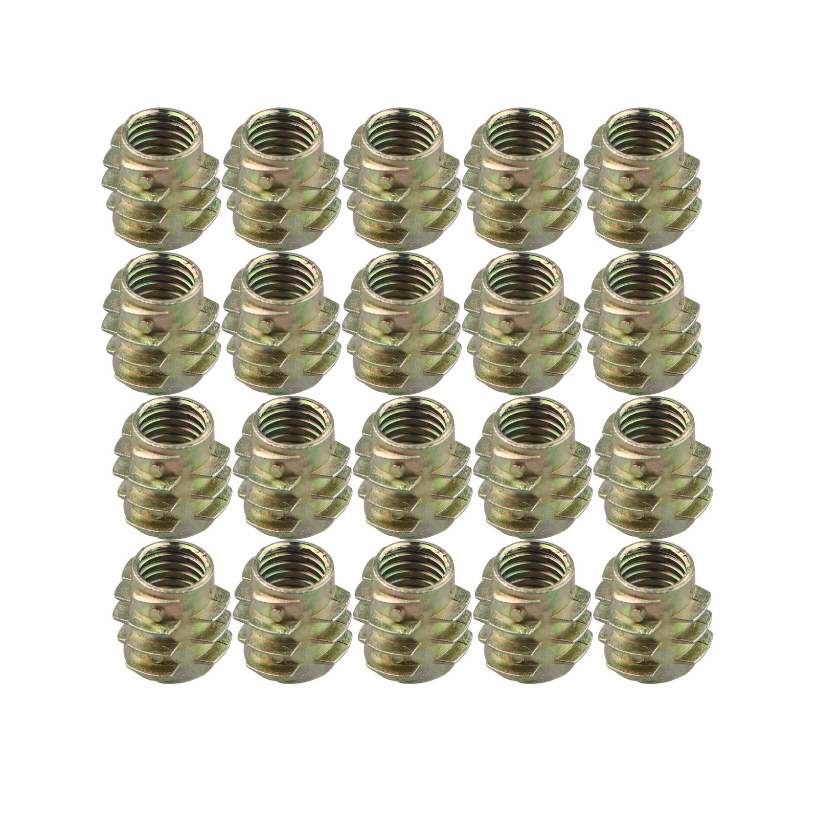 HALJIA 20 PCS M8 x 13MM Insert Nut Wood Furniture Thread Screws Flange Hex Socket Fasteners for Beds Wardrobe Cabinet Crib