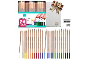 COLOUR BLOCK 24PC Premium Cedar Wood Watercolor Pencil Set with I Ideal pencil kit for Drawing, Sketching, Coloring and Painting travel watercolor pencils