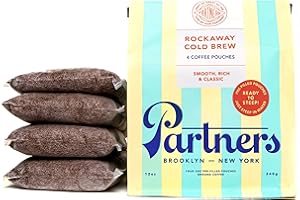 PARTNERS COFFEE ROASTERS Partners Rockaway Blend | Cold Brew Coffee Bags | Medium Roast Ground Coffee | 12 ounces - 4 x 3oz Bags | Cold Brew Made Simple
