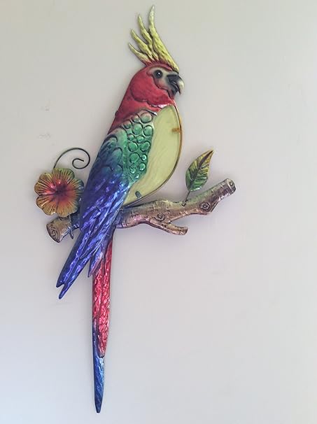 TROPICAL PARROT WALL DECOR - METAL AND GLASS: Amazon.co.uk: Kitchen & Home
