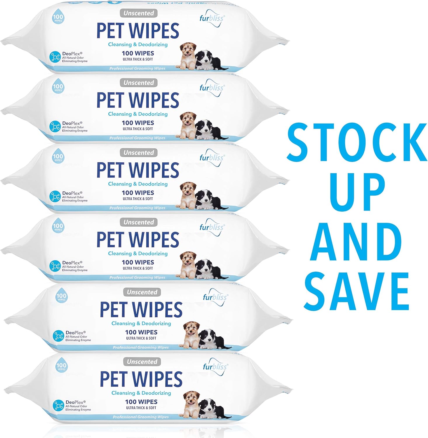 Furbliss Pet Wipes for Dogs & Cats Cleansing Grooming & Deodorizing