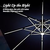 PURPLE LEAF 3x3M Grey Cantilever Parasol LED Solar Lights Crank Tilt Patio view 6