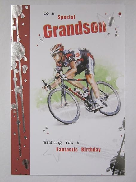 Fantastic Colourful Ciclista Speciale Nipote Compleanno Biglietto D Auguri Amazon It Casa E Cucina