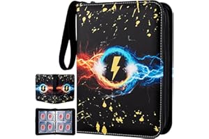 Jravkfi Card Binder,4 Pocket Card Holder Album with 50 Removable Sleeves for Standard Size Cards 400 Pockets TCG Trading Card Binder Display Storage Carrying Case(Black)