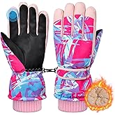 PAMAID Kids Snow Gloves Ski Winter Gloves for Girls Boys, Waterproof Snowboard Gloves with Touchscreen for 8-15 Years