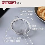Fackelmann Initial Sieve Stainless Steel 10cm Fine Mesh with Rim Long Handle view 4