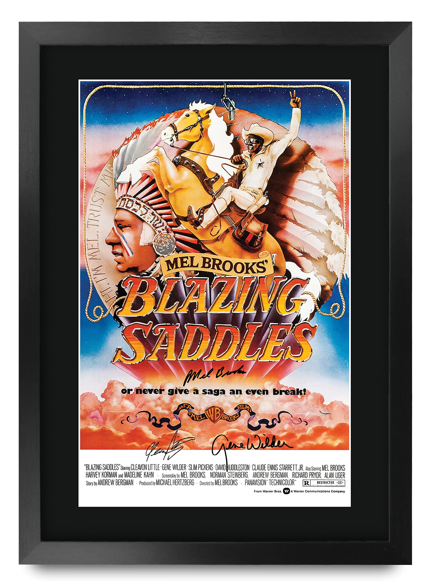 HWC Trading Blazing Saddles Gifts Printed Signed Autograph Picture for Movie Memorabilia Fans - A3 Framed