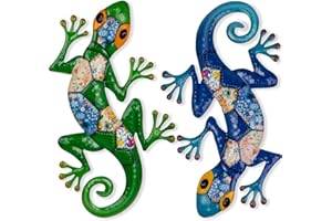 Metal Gecko Wall Art, 17 Inches Large Lizard Outdoor Wall Decor for Fence Garden Yard Room Patio Decorations