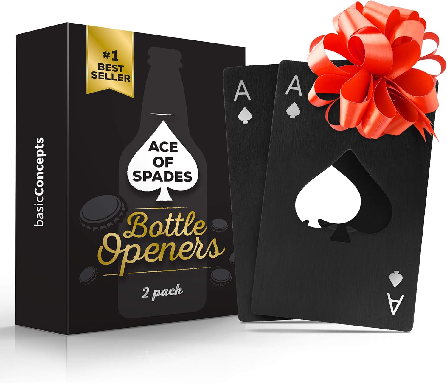 Ace of Spades Bottle Openers 2 Pack Stainless Steel Credit Card Bottle Openers