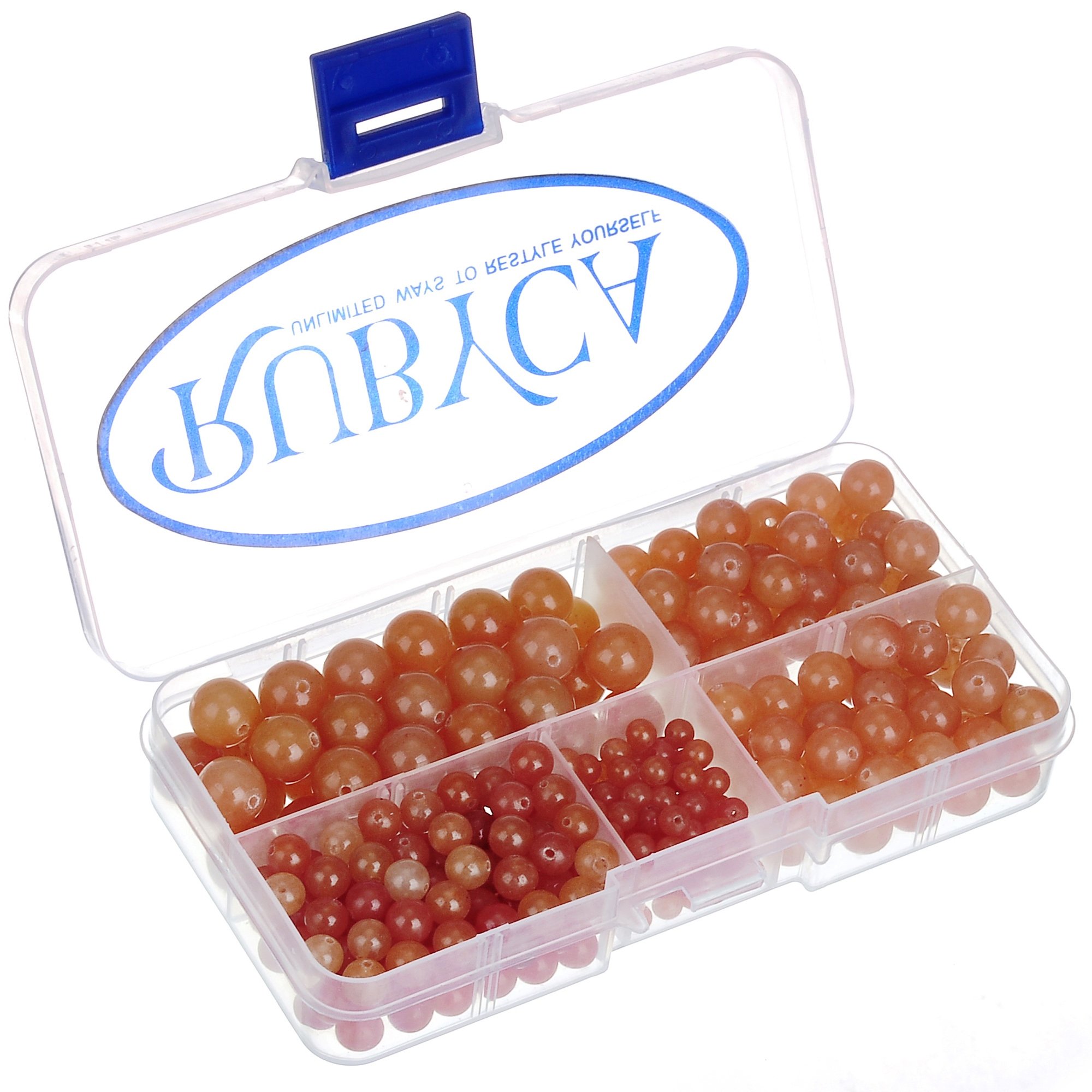 RUBYCA Natural Red Aventurine Gemstone Round Loose Beads Organizer Box DIY Jewelry Making Mix Sizes