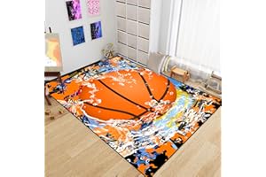 WJLBKGU Basketball Rug - Basketball Rug for Boys Bedroom - Sports Rug for Boys Room Colorful Basketball Carpet Area Rug Basketball Rugs Door Mat Basketball Room Decor Kids Rug for Playroom, 2.5x4 Feet