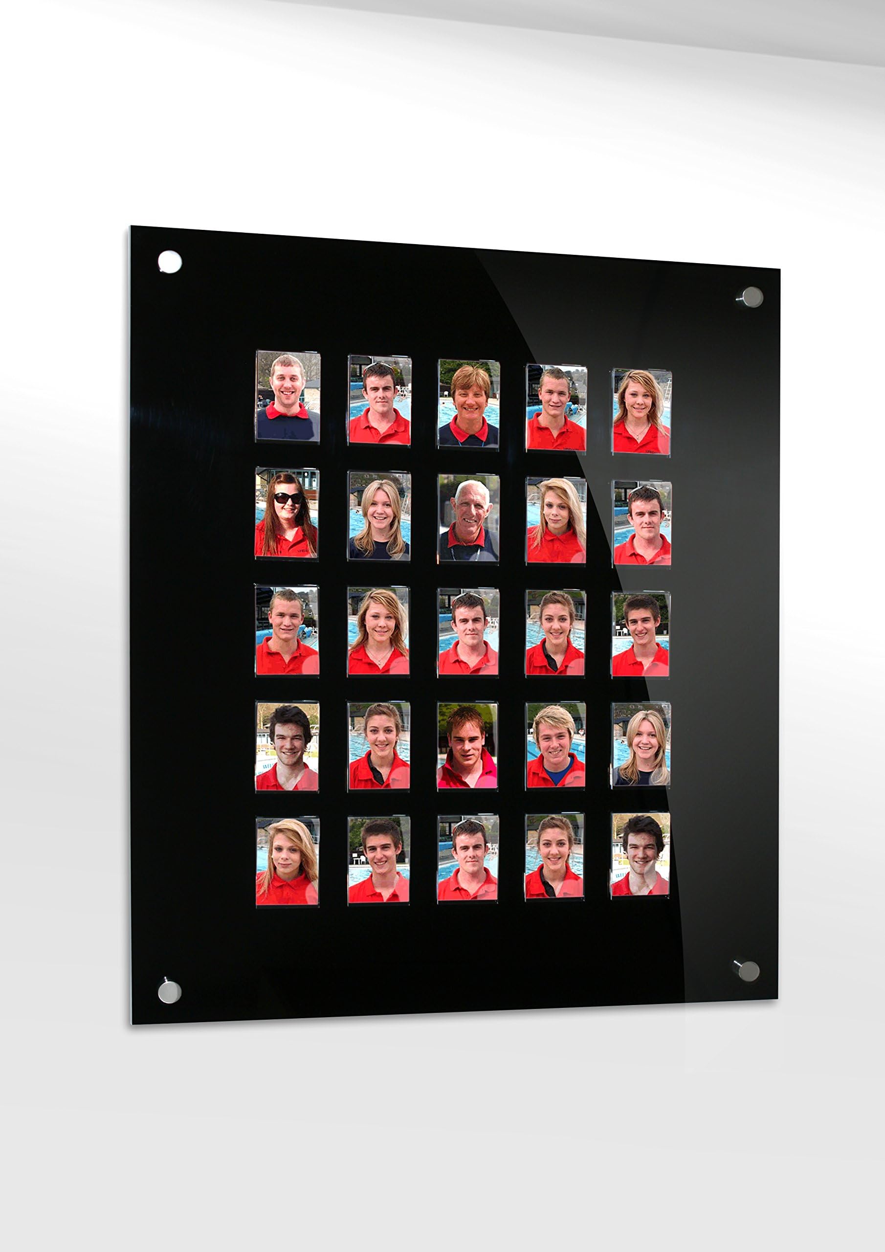 25 Image Staff , Student or Employee Photo Display Board with SECURITY SCREEN in Clear, Black or White (White)