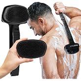 Bearback 3-in-1 Silicone Back Scrubber &amp; Shower Brush, 17" Folding Handle | Firm, exfoliating silicone bristles safe for sensitive skin. Extends to 17", folds to 9.5" &amp; detaches for handheld use.