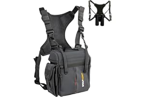 WOLFHUNT Binocular Harness Chest Pack Magnetic Closure, Bino Case with Detachable Rangefinder Pouch, Camouflage Bino Bag with