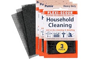 PUMIE Flexi Scour, 3-Pack 5.5 x 4 Flexible Scrubbing Screen for Household Cleaning, Flexible Scouring Pad Abrasive Grit Screen for Grills, Remove Stubborn Stain, Grime, Carbon, Rust, Scale -FLEX-12 C