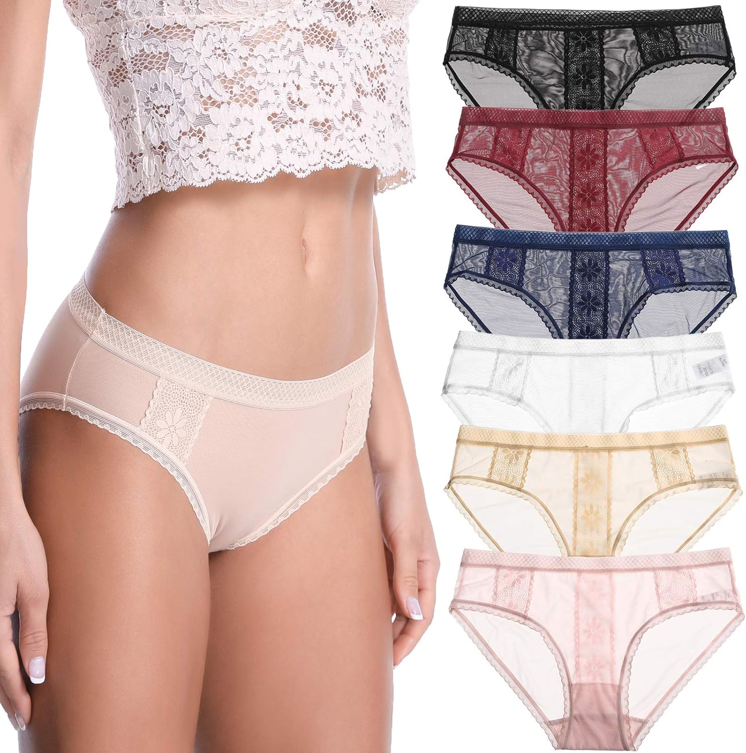 Lot De 3 Strings Femme Dentelle - Finetoo - Taille Au Choix - Noir/Blanc/Rose