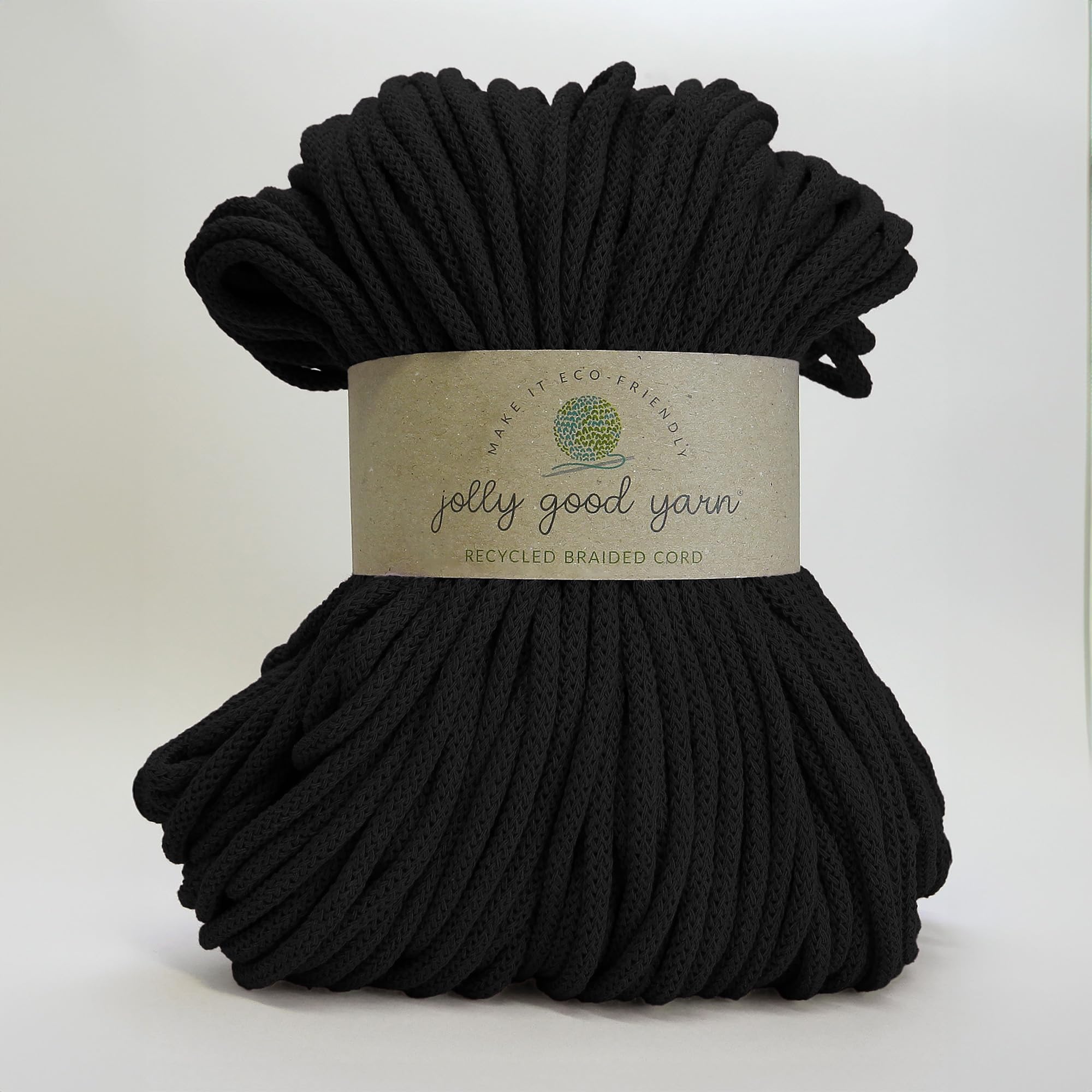 5mm Braided Macrame Cord Rope by Jolly Good Yarn, Soft Recycled Cotton, 100m (500g), Wall & Plant Hangers, Textile Jewellery, Decorations (Heavitree Black) — image 1