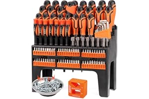 SEDY 124-Piece Magnetic Screwdriver Set with Plastic Racking, Precision Screwdrivers, Magnetizer, Demagnetizer, Allen Keys, Nut Drivers, Ratchet Handles, Sockets & More - DIY Tools for Men, Tools Gift