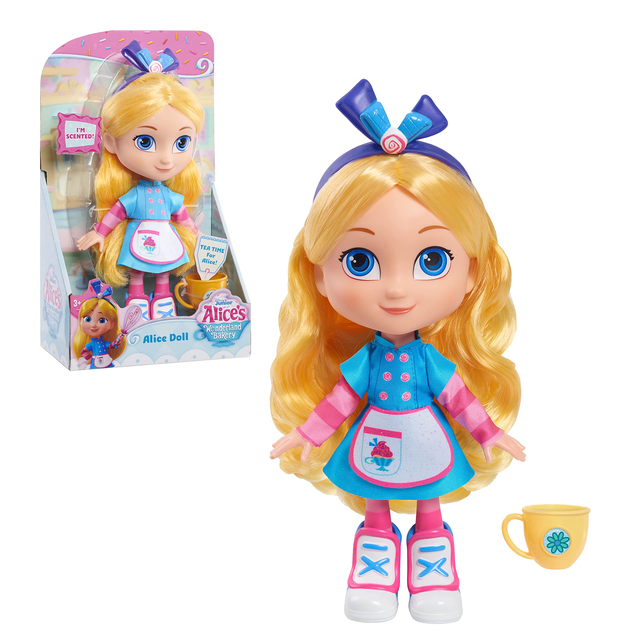 Disney Junior Alice’s Wonderland Bakery Alice Doll and Accessories, Officially Licenced Kids Toys for Ages 3 Up