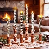 Lyrow 6 Pcs Dia De Los Muertos LED Candles, 11 Inch Real Wax Flickering | Cielito Lindo Decor Flameless Battery Design, Day of The Dead Table Decor, Safe Candlesticks for Mexico Holiday Celebration