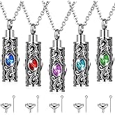 5 Pieces Urn Necklace for Ashes Cremation Keepsake Jewelry for Human Women Men Ashes Memorial Jewelry with 22 Inches Chain Fill Kit