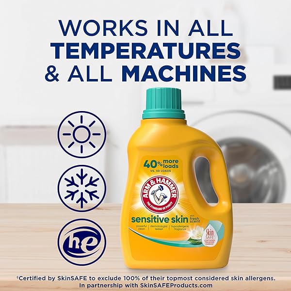 ARM & HAMMER SENSITIVE SKIN LIQUID LAUNDRY DETERGENT, FRESH SCENT, 105 FL OZ, 105 LOADS