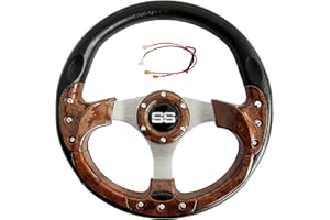 GREENCHOOSY Golf Cart Steering Wheel Universal Fit EZGO Club Car and Yamaha Classic Vintage Woodgrain