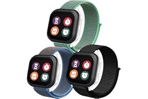 BRONGER 2,3,5 Pack Fit Length Watch Bands Compatible with Gizmo Watch 3 2 1/Gabb Watch 3 2 1: Hook&Loop Easy to Use, Soft Breathable Smartwatch Bands (Black Green Surf-blue)