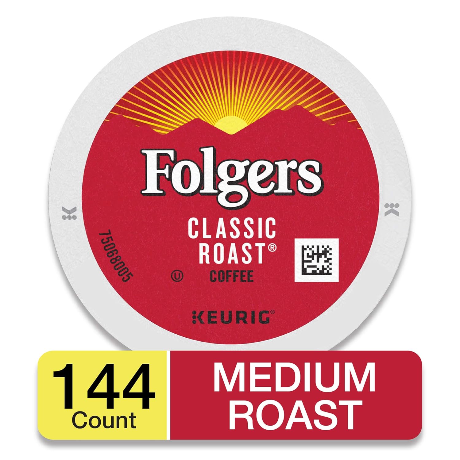 Folgers K Cups Classic Roast Coffee for Keurig Makers, Medium Roast, 144 Count