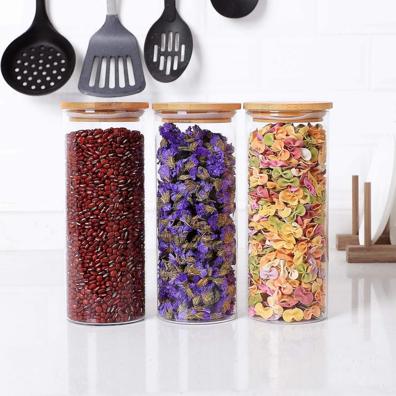 ComSaf Glass Storage Jars with Lids 850ML Set of 3 - Image 4