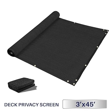 3 x 45, Solid Black: Windscreen4less Deck Privacy Screen for Backyard, Patio, Balcony, Pool, Porch, Railiing, Gardening, Fence Shield Rails Protection Bl