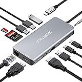 Falwedi Triple Display 12 in 1 USB C Hub with 2 HDMI, PD3.0, Ethernet, SD TF Card Reader, 4 USB-A, USB-C Data Port, Mic/Audio