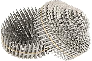 kimllier 3600 Counts Coil Siding Nail Full Round Head Wire Collated Coil 15-Degree 1-1/4-Inch x .090-Inch Ring Shank 304 Stainless Steel