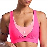 FlareMove Dark Pink Sports Bra for Women High Support Running Tank Tops with Sew in Pads Strappy Sports Bras L
